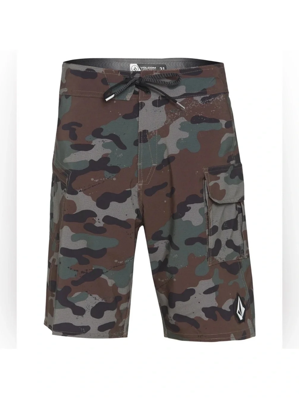 Volcom 28 Board Shorts Camo in Army Green Combo Boardshorts 20” length NWT